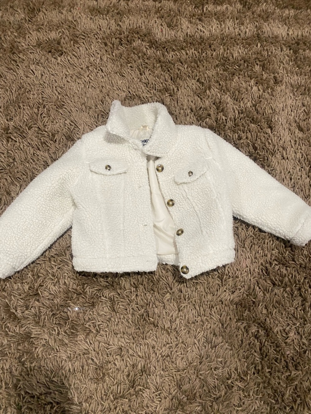 Kids White Sherpa Button-Front Jacket